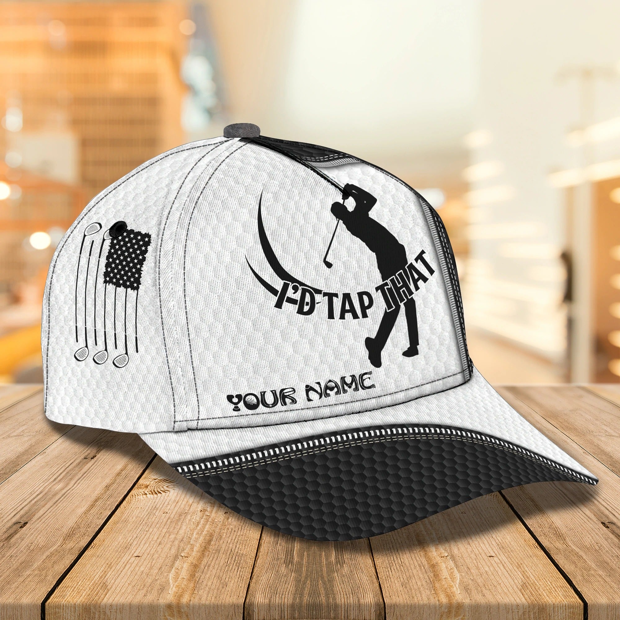 Customized 3D Full Printed Mens Golf Cap/ Classic 3D Cap For Golfer/ Nice Short I Love Golf Hat/ Golf Cap