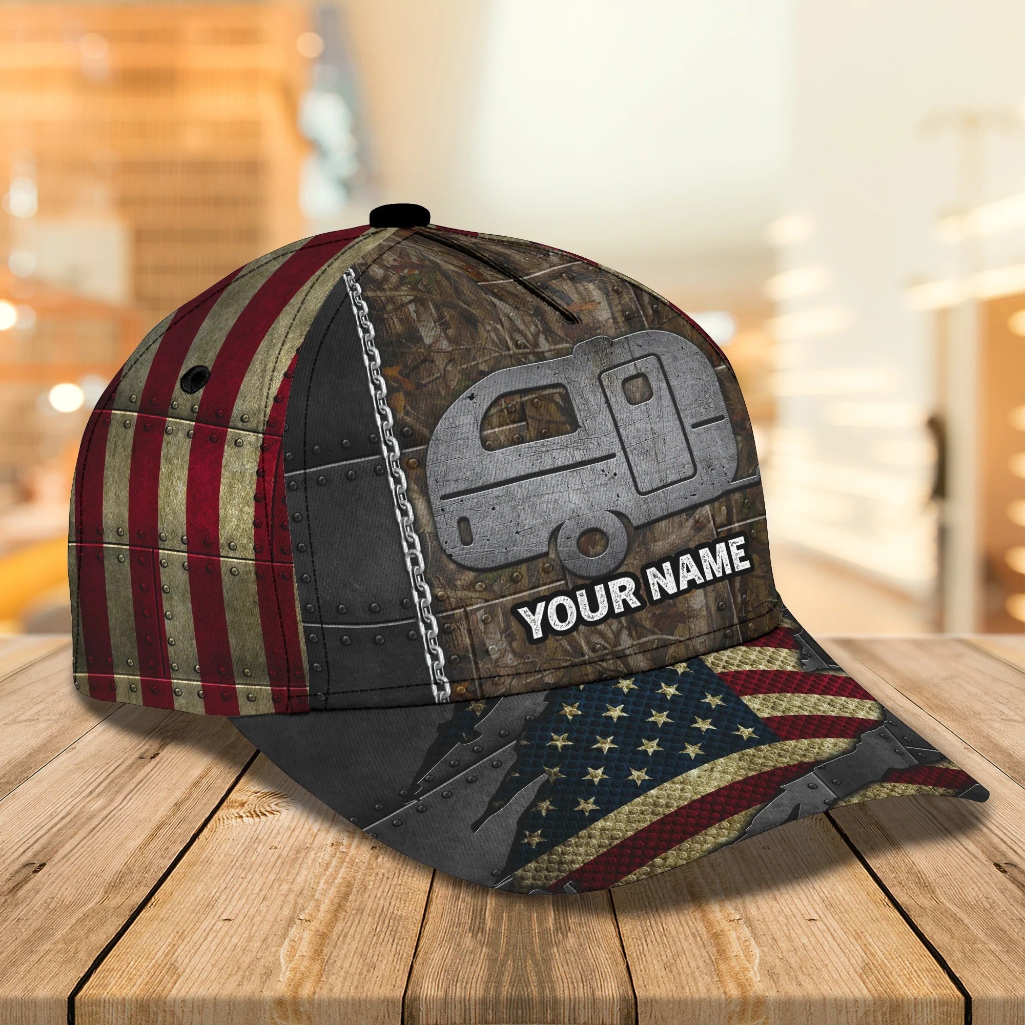 Customized 3D Full Printed Camping Caravan Cap Hat/ Baseball Camping Cap Hat/ Camp Cap Hat