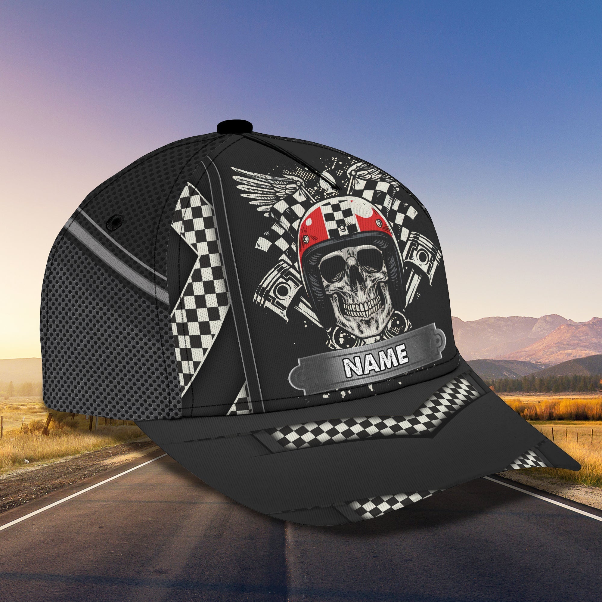 Personalized Racing American Classic Cap Hat/ Skull Racer Cap Hat/ Cool Racing Cap Hat