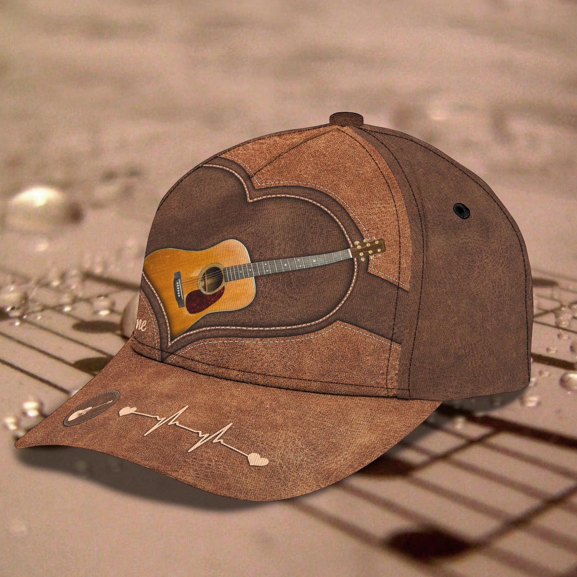Personalized Baseball Guitar Cap Hat For Guitarist Man And Woman/ Guitar Wood Pattern Bright Summer Cap