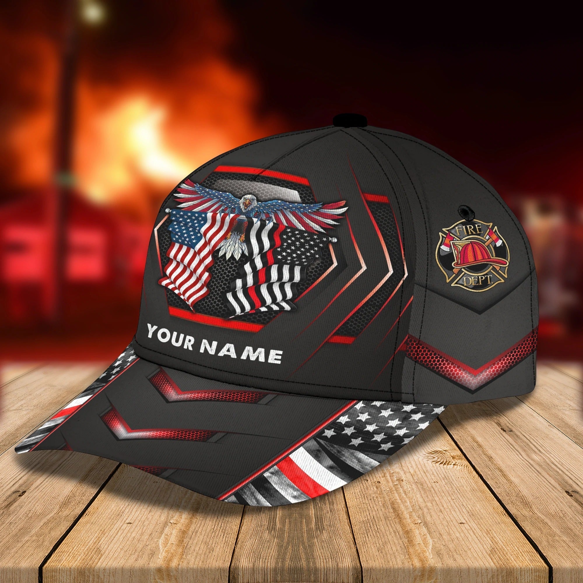 Customized With Name 3D Full Printing Baseball Firefighter Cap Hat/ 4Th Of July Fire Man Caps