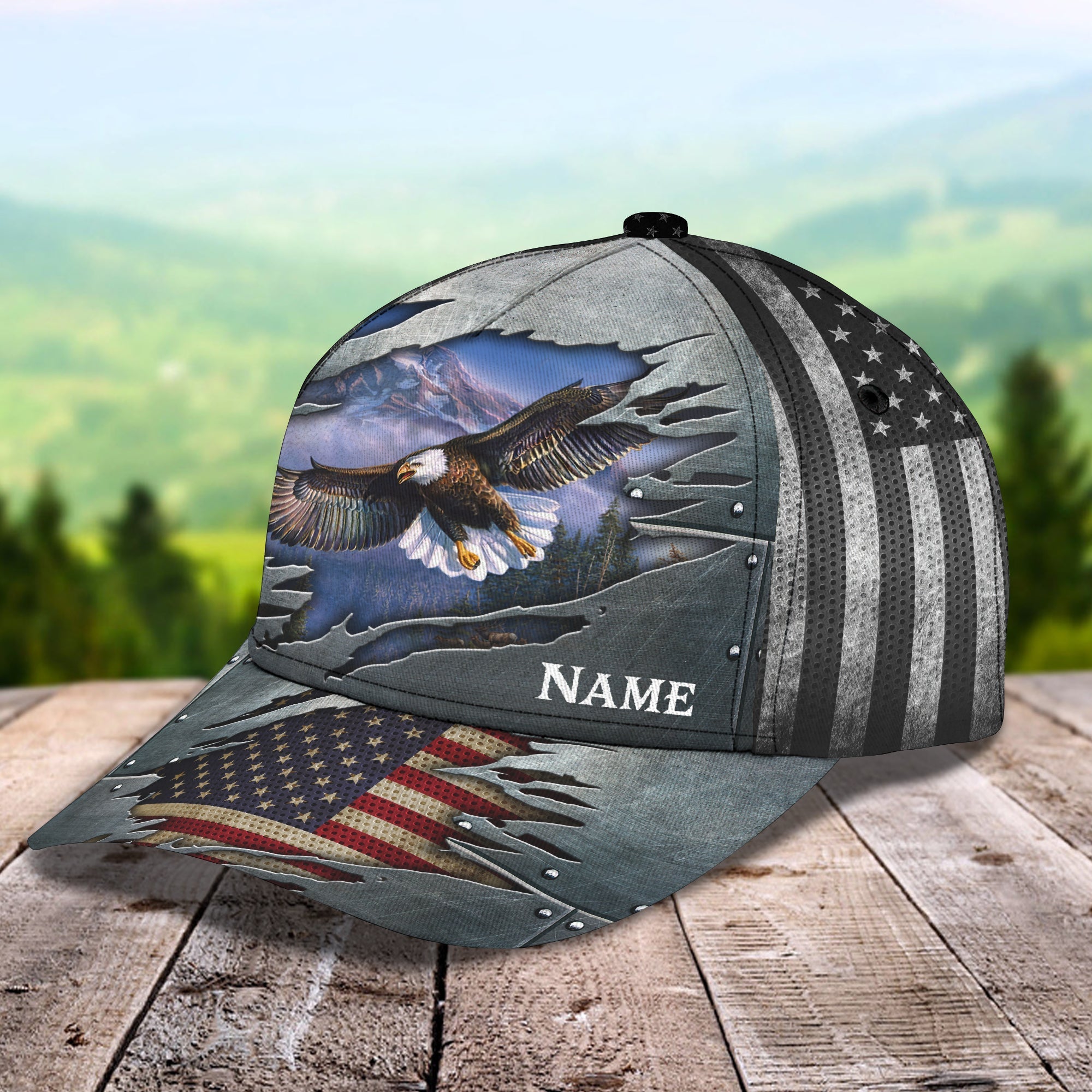 Custom Name Eagle Us Flag Baseball Classic Cap Hat/ Eagle Cap Hat For Men And Women/ Independence Cap