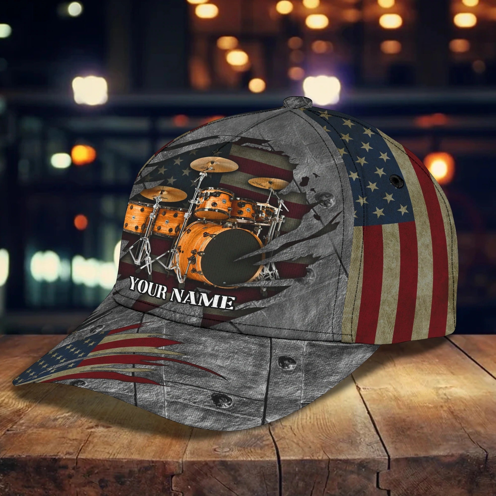 Personalized American Drummer Cap/ 3D All Over Print Drum Cap Hat In Usa Flag/ Gift To Drum Lover Drummer Gift