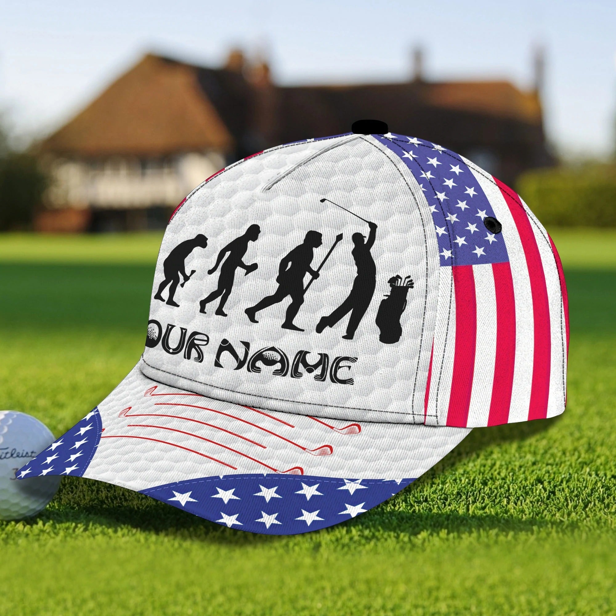 Personalized Progress Of A Golf Master 3D Cap Hat/ I Love Golf Full Print White Cap Hat