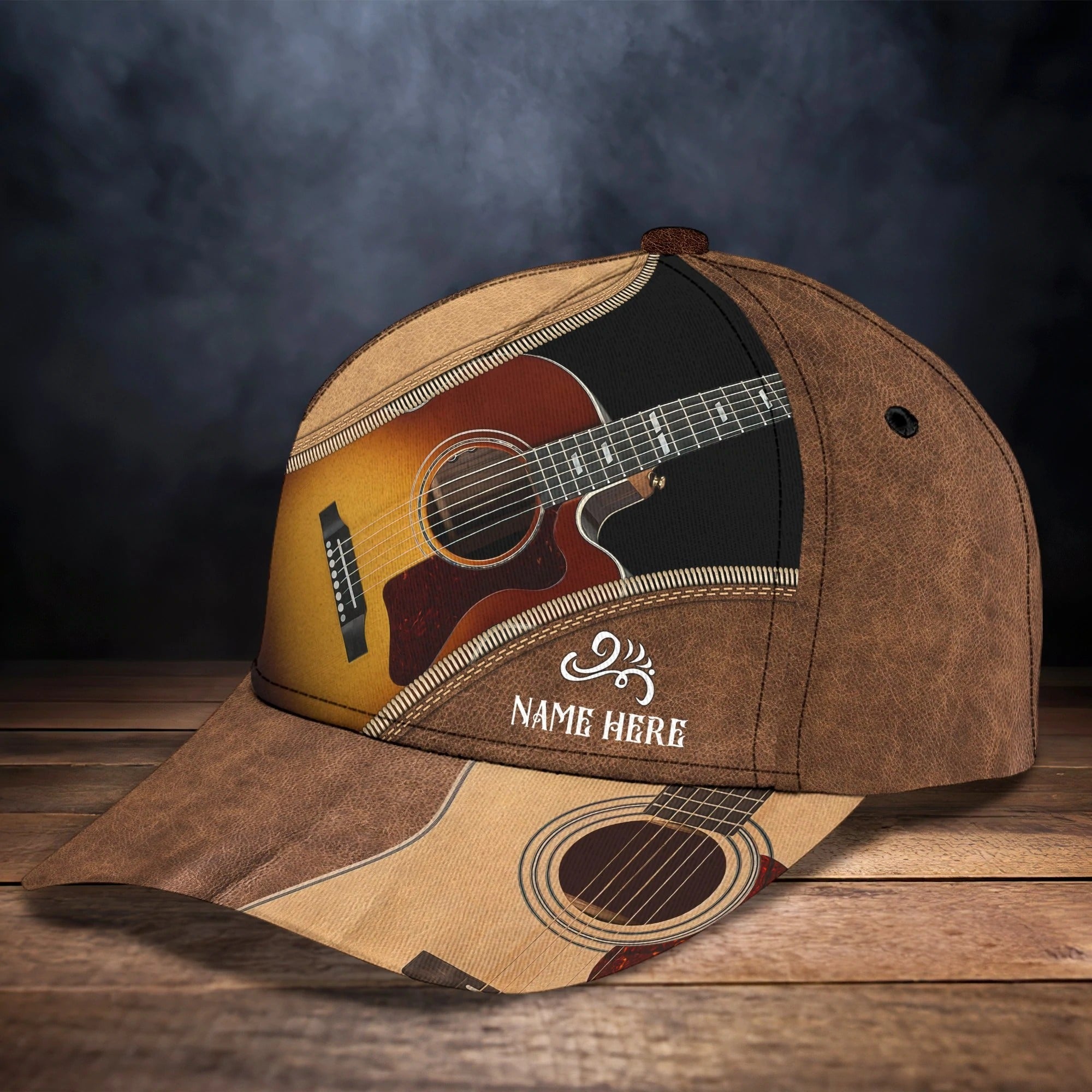 Personalized Baseball Guitar Full Print Cap Hat For Guitar Lover/ Classic Guitar 3D Caps To My Son/ Daughter
