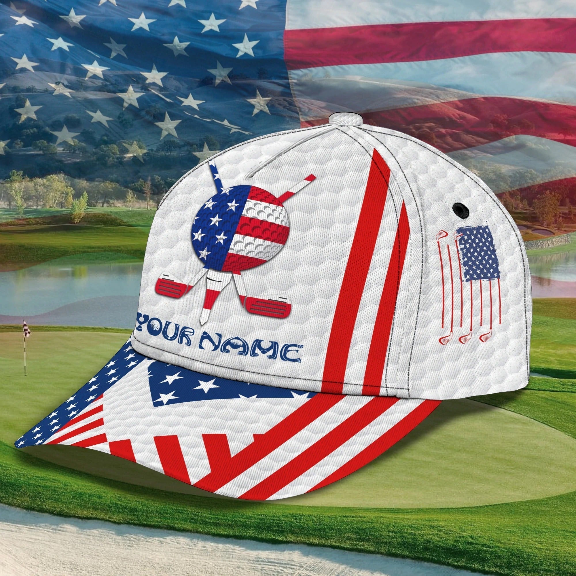 Personal With Name American Baseball Golf Caps/ Hat For Golfer Man/ Birthday Present To Golf Lover