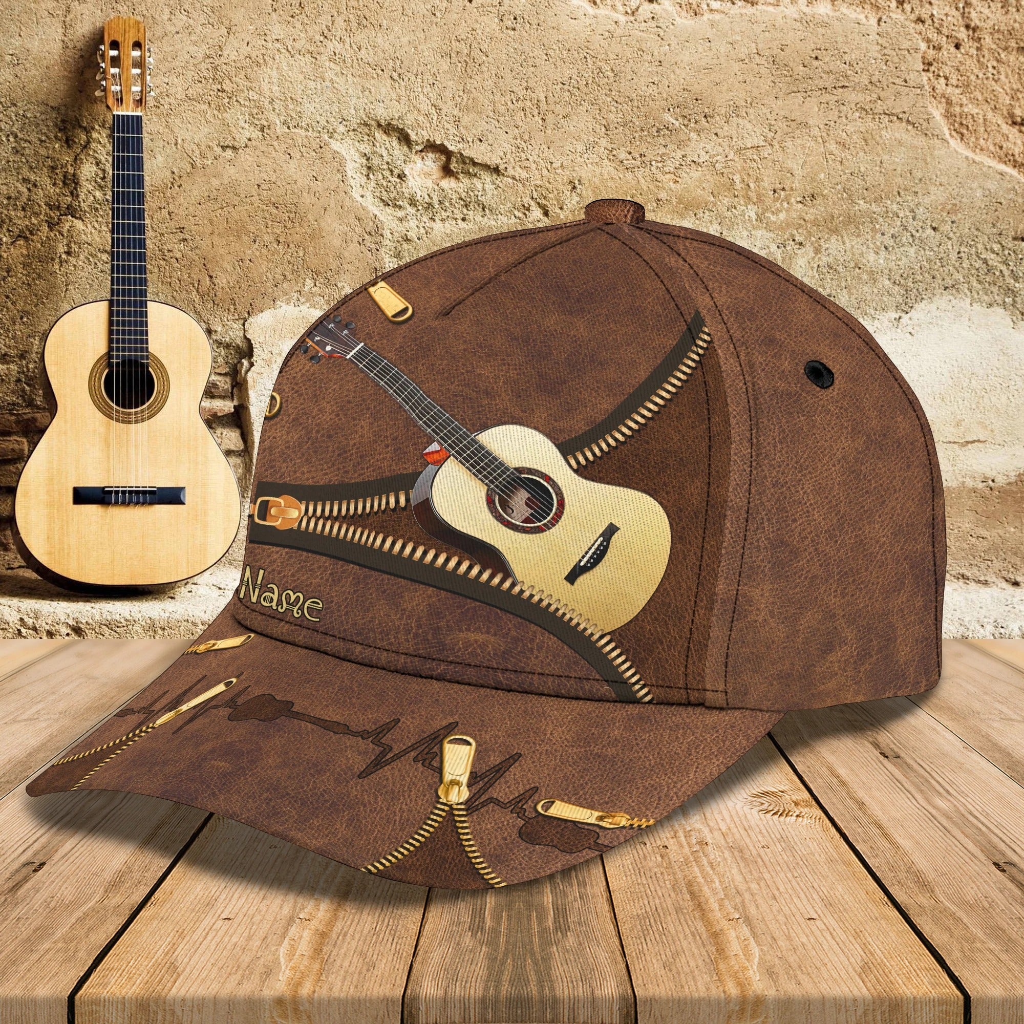 Baseball Cap For Guitar Lovers Classic Leather Old Man Gift Idea On Outdoor Activities Father Guitar Cap Hat