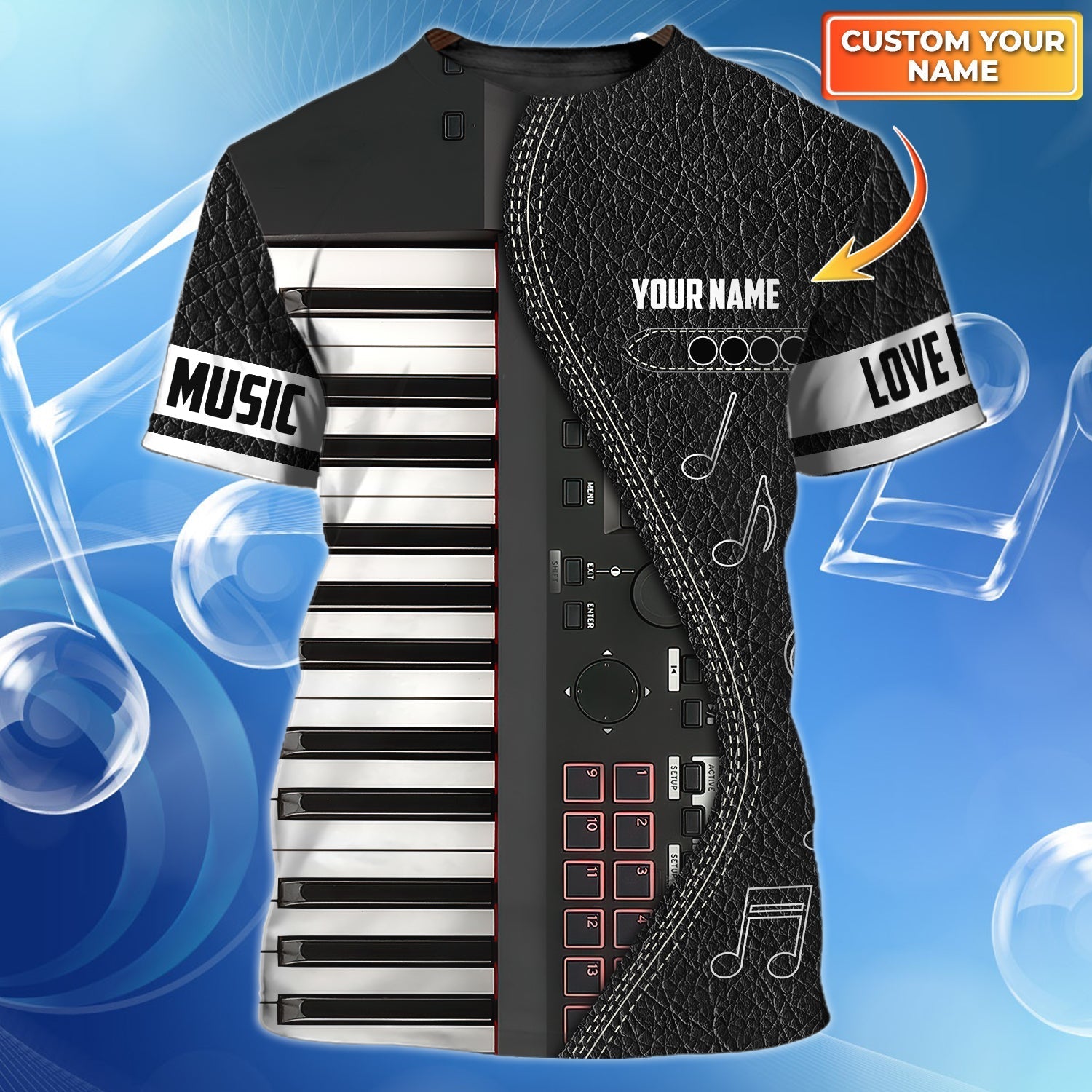 Personalized 3D T Shirt For Music Lover/ Love Music Full Print Tee Shirts