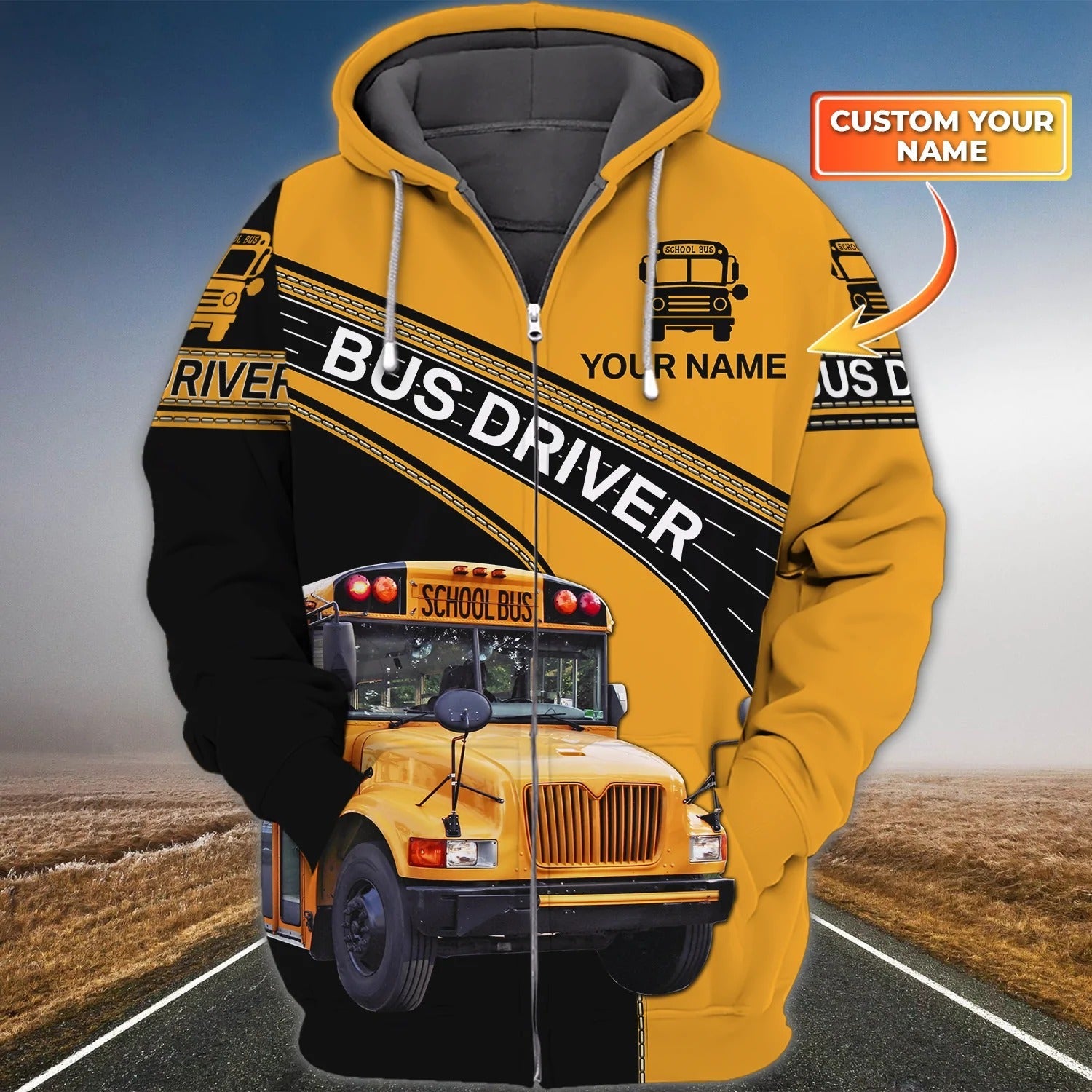 3D All Over Print School Bus Driver Hoodie/ It Takes Heart To Be A Bus Driver Custom Zip Up Hoodie