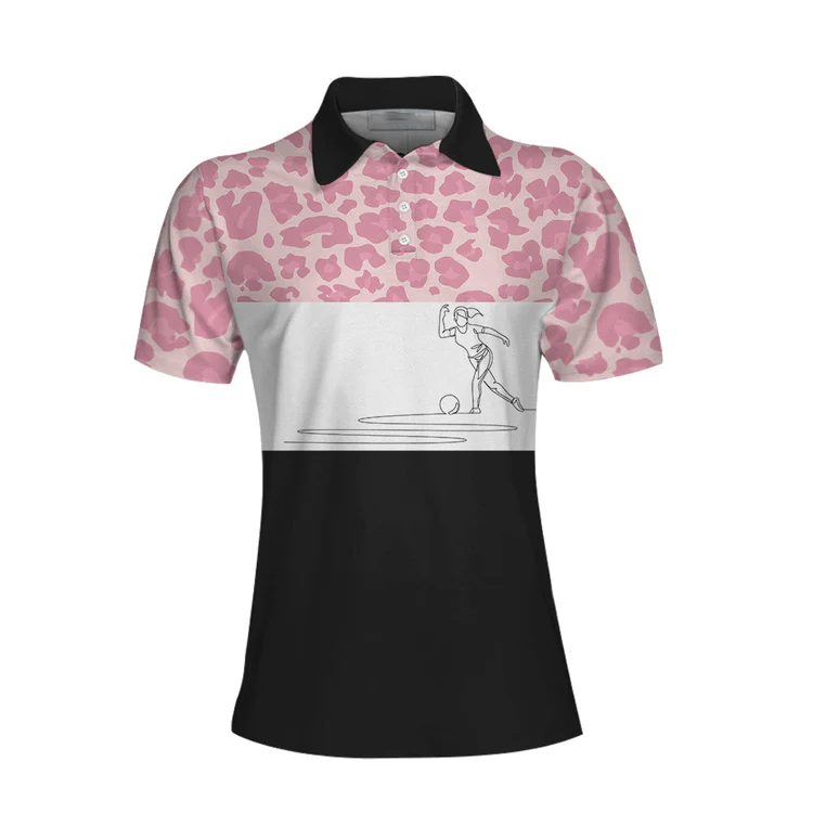 Move Over Boys Let A Girl Show You How To Bowl Short Sleeve Women Polo Shirt/ Pink Leopard Bowling Shirt Coolspod