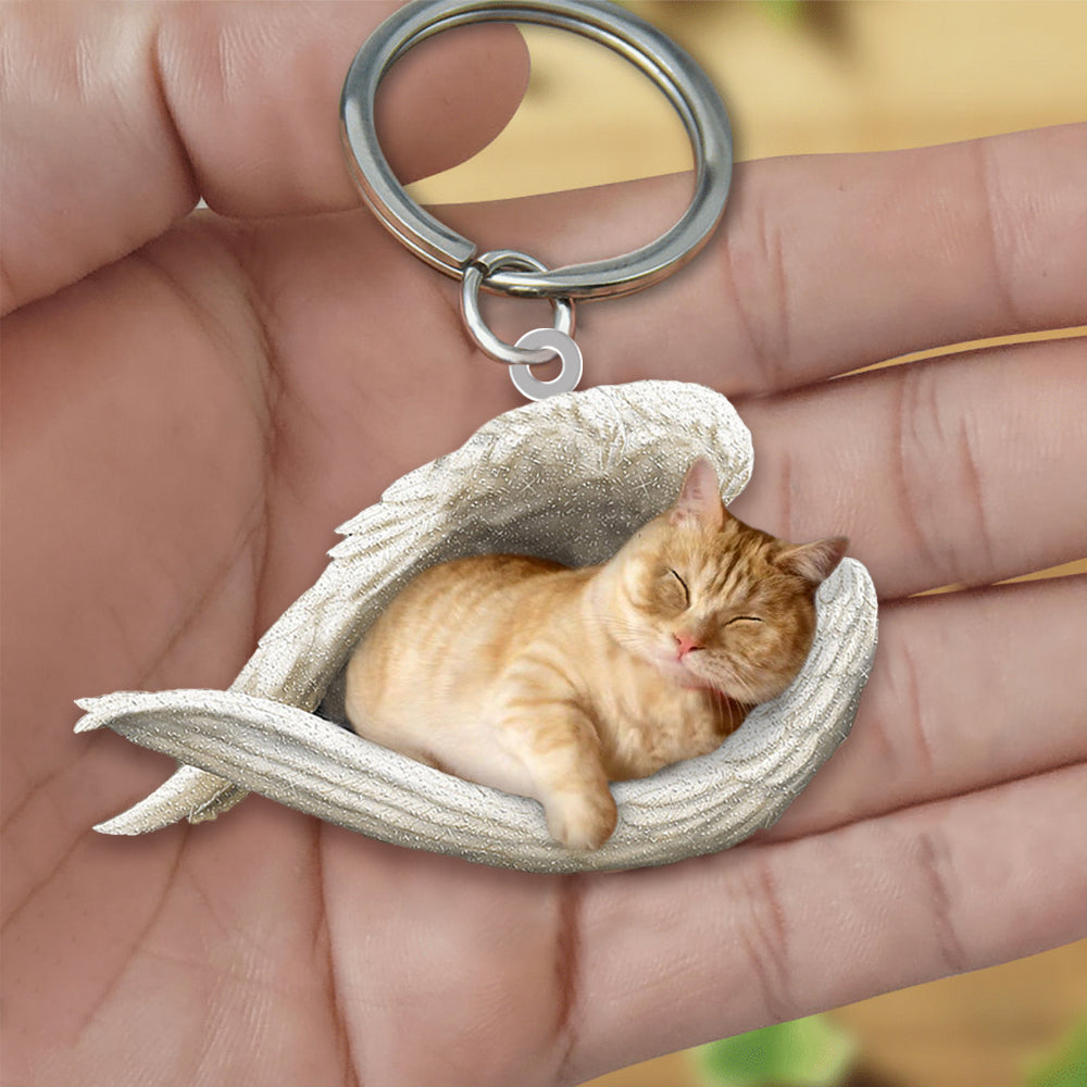 Munchkin Cat Sleeping Angel Acrylic Keychain Cat Sleeping keychain