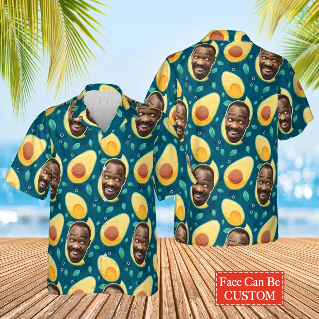 Funny Avocado Hawaiian Custom Face Image Summer Shirt Beach Hawaiian Shirt/ Hawaiian Shirt for Men/ Women