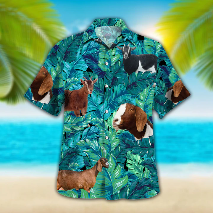 Nubian Goat Lovers Hawaiian Shirt/ Hawaiian shirt vintage flower/ Short Sleeve Hawaiian Aloha Shirt for men/ Women