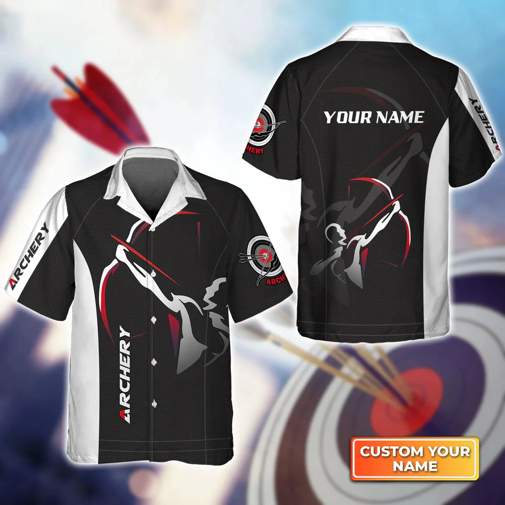 National Archery Team Personalized Name 3D Hawaiian Shirt/ Gift For Archer Sport Lovers/ Gift For Archer