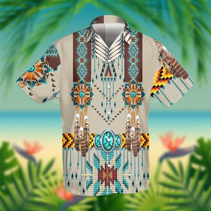 Native American Colorful Design Grey Theme Hawaiian Shirt