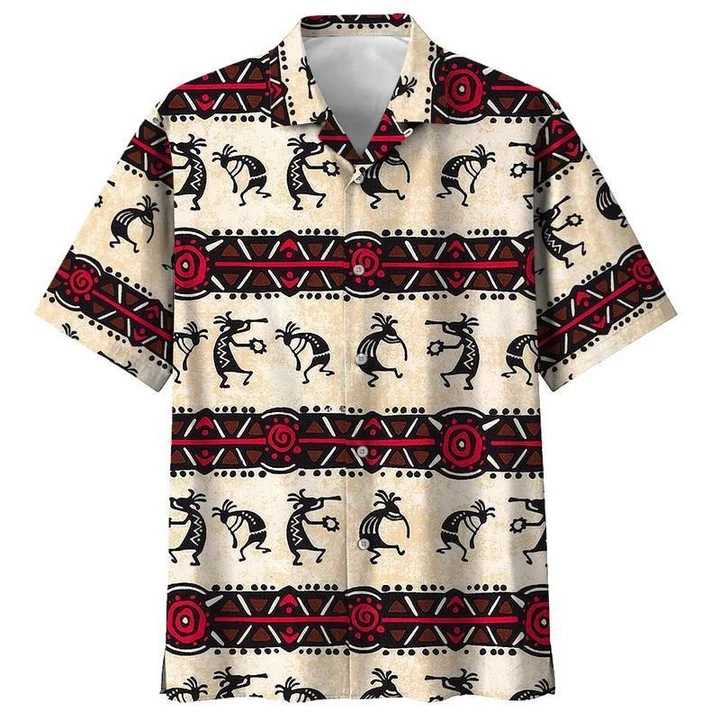Native American Tribal Design Black And Red Pattern Hawaiian Shirt
