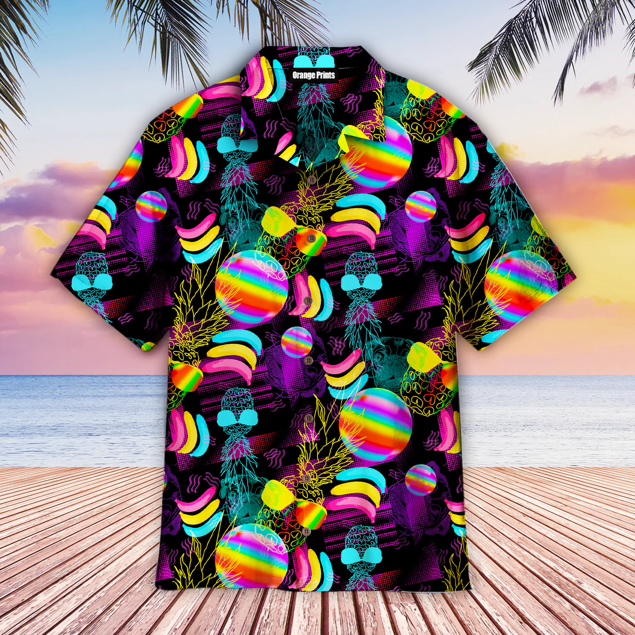Neon Rainbow LGBT Tropical Hawaiian Shirt/ LGBT shirt/ Lesbian shirt/ gay shirt