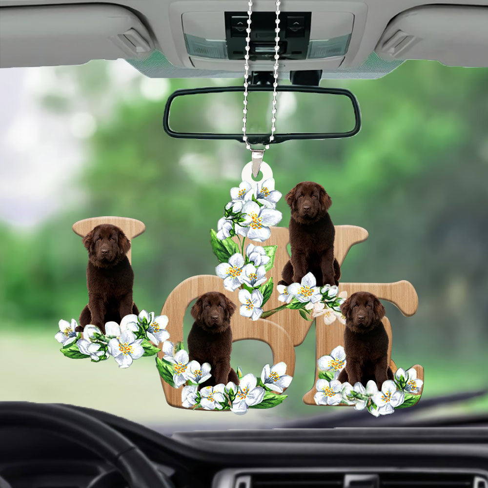 Newfoundland Love Flowers Dog Lover Car Hanging Ornament Gift For New Car