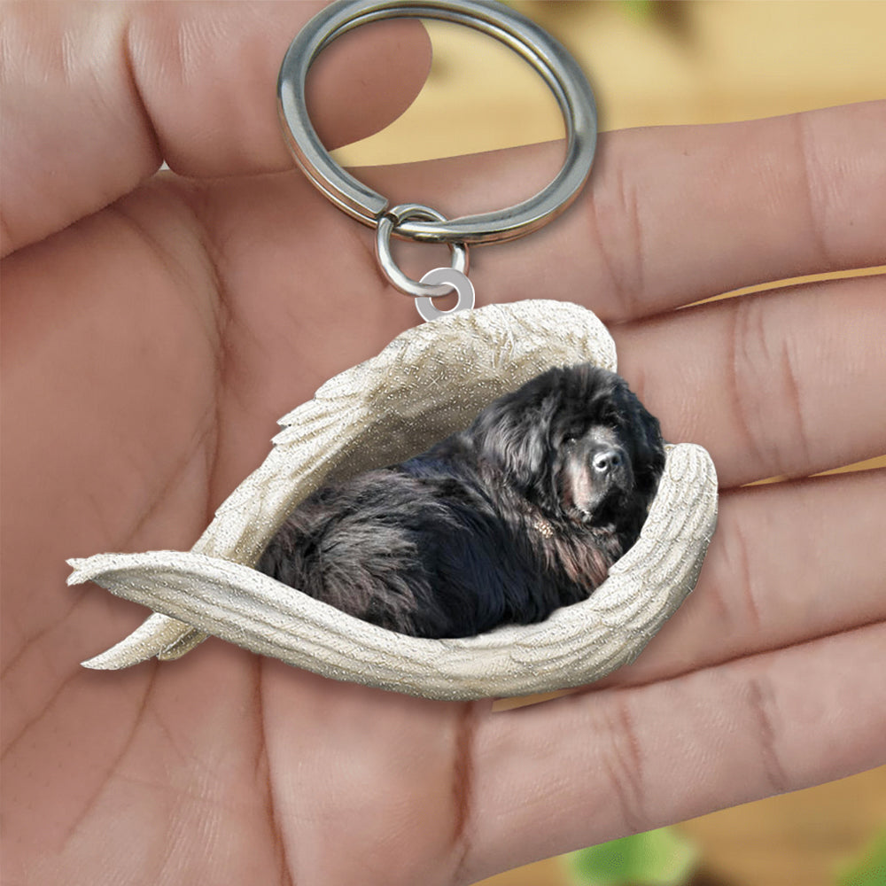 New Foundland Dog Sleeping Angel Acrylic Keychain Dog Sleeping keychain