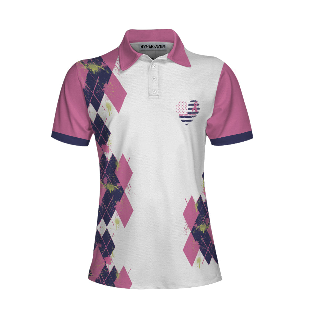No One Fights Alone Breast Cancer Awareness Short Sleeve Women Polo Shirt/ Breast Cancer Polo Shirt For Women Coolspod