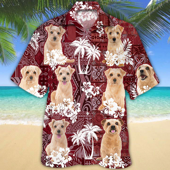 Norfolk Terrier Hawaiian Shirt/ Gift for Dog Lover Shirts/ Men''s Hawaiian shirt/ Summer Hawaiian Aloha Shirt