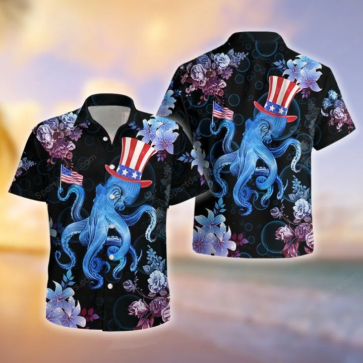 Ocean - Octopus 4Th July Tropical Hawaiian Shirt/ Summer gift/ Hawaiian Shirts for Men/ Aloha Beach Shirt
