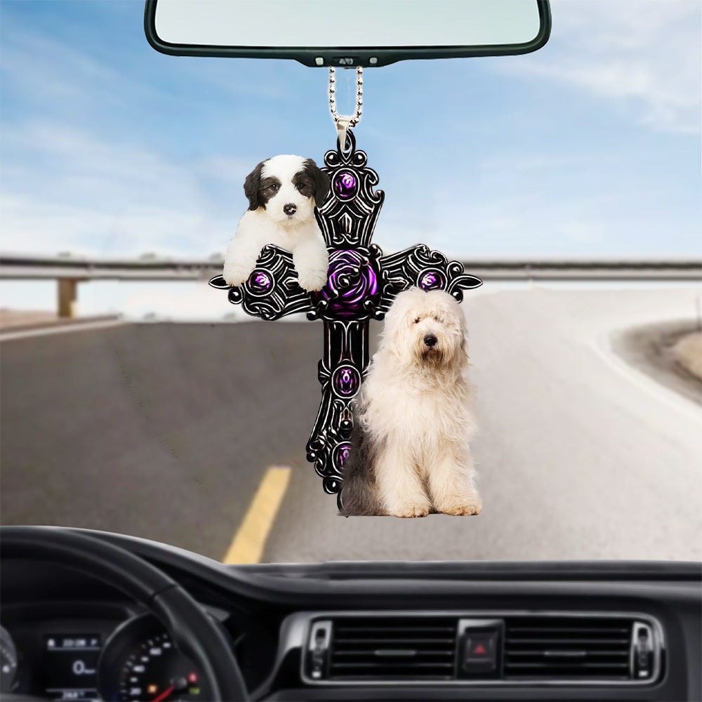 Old English Sheepdog Pray For God Car Hanging Ornament Dog Pray For God Ornament Coolspod