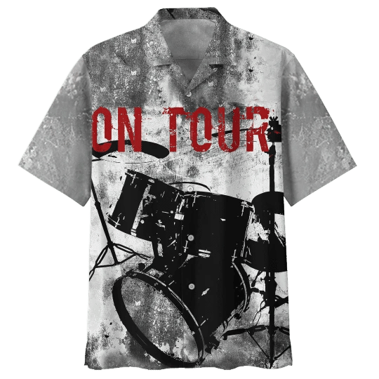 On Tour Drum Background Design Hawaiian Shirt