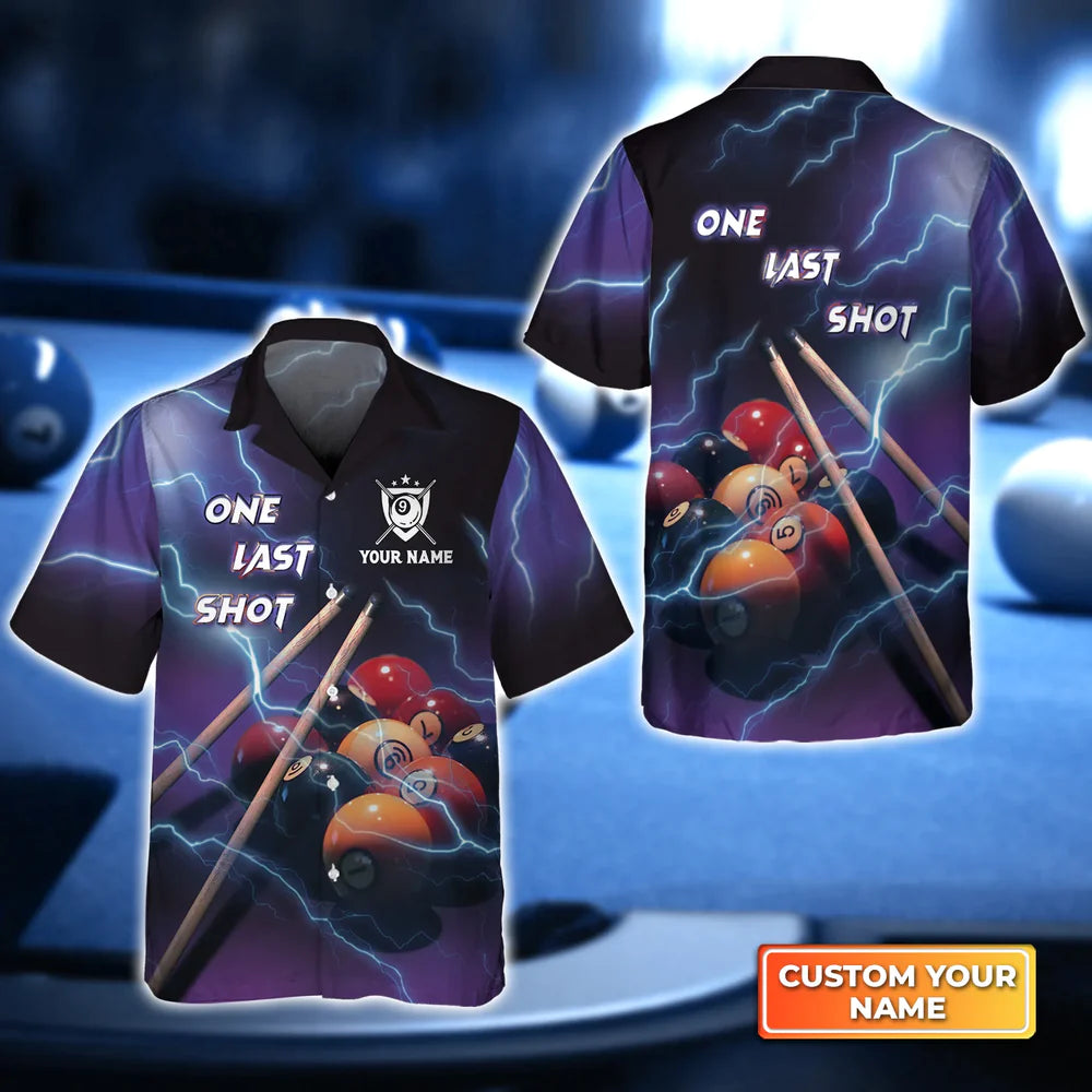 One Last Shot Billiard 9 Ball Thunder Lightning 3D Hawaiian Shirt/ Billiard team shirt/ Billiard shirt for men and women