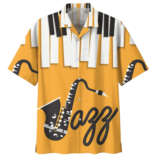 Orange Saxophone Background Design Hawaiian Shirt
