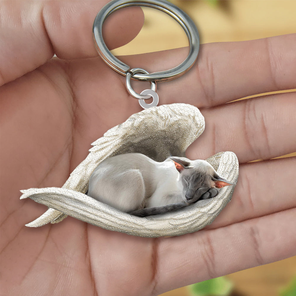 Oriental Shorthair Cat Sleeping Angel Acrylic Keychain Cat Sleeping keychain
