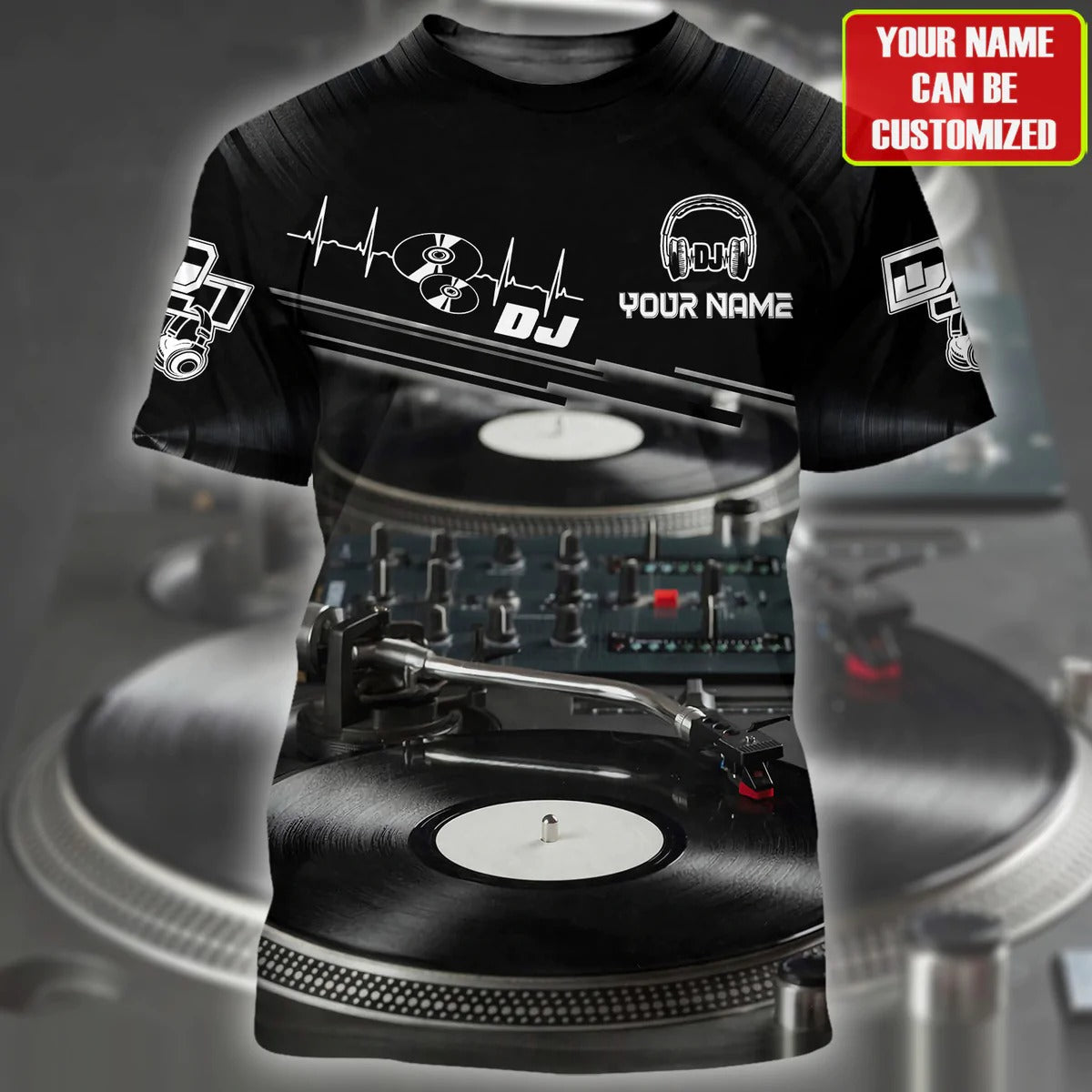 3D Printed Black DJ Shirt/ EDM DJ Club Uniform/ DJ Tshirt