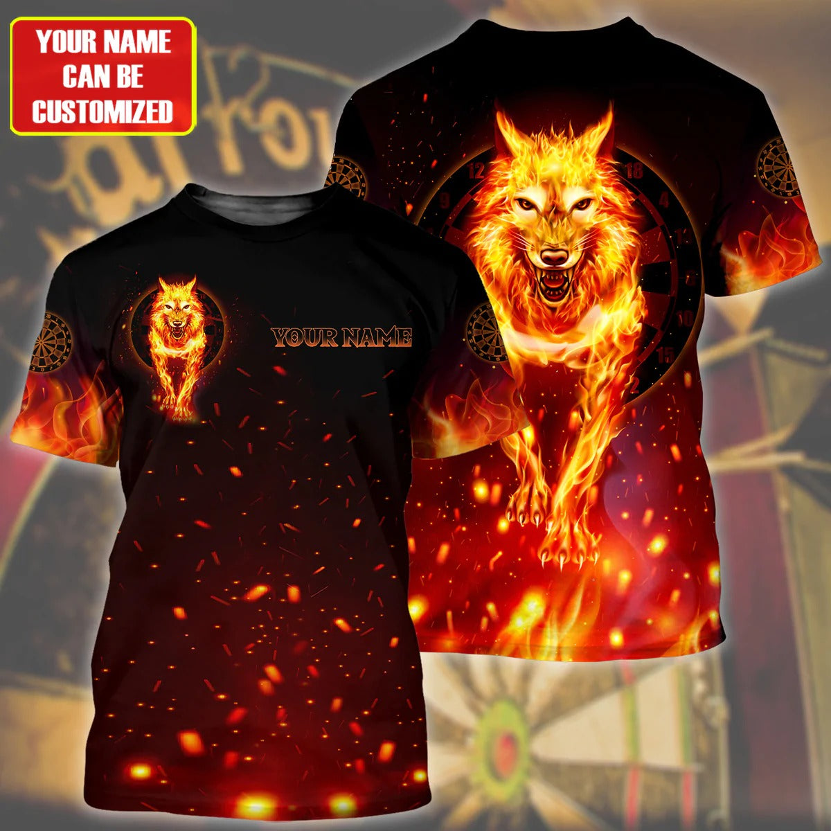 Personalized Name Darts Wolf All Over Printed Unisex Shirt/ Dart Shirt/ Dart Player Tshirt