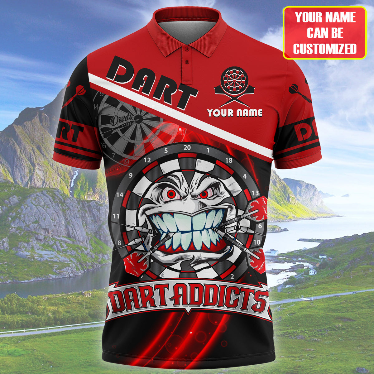 Personalized 3D All Over Print Dart Addicts Polo Shirt/ Cool Shirt for Dart Player