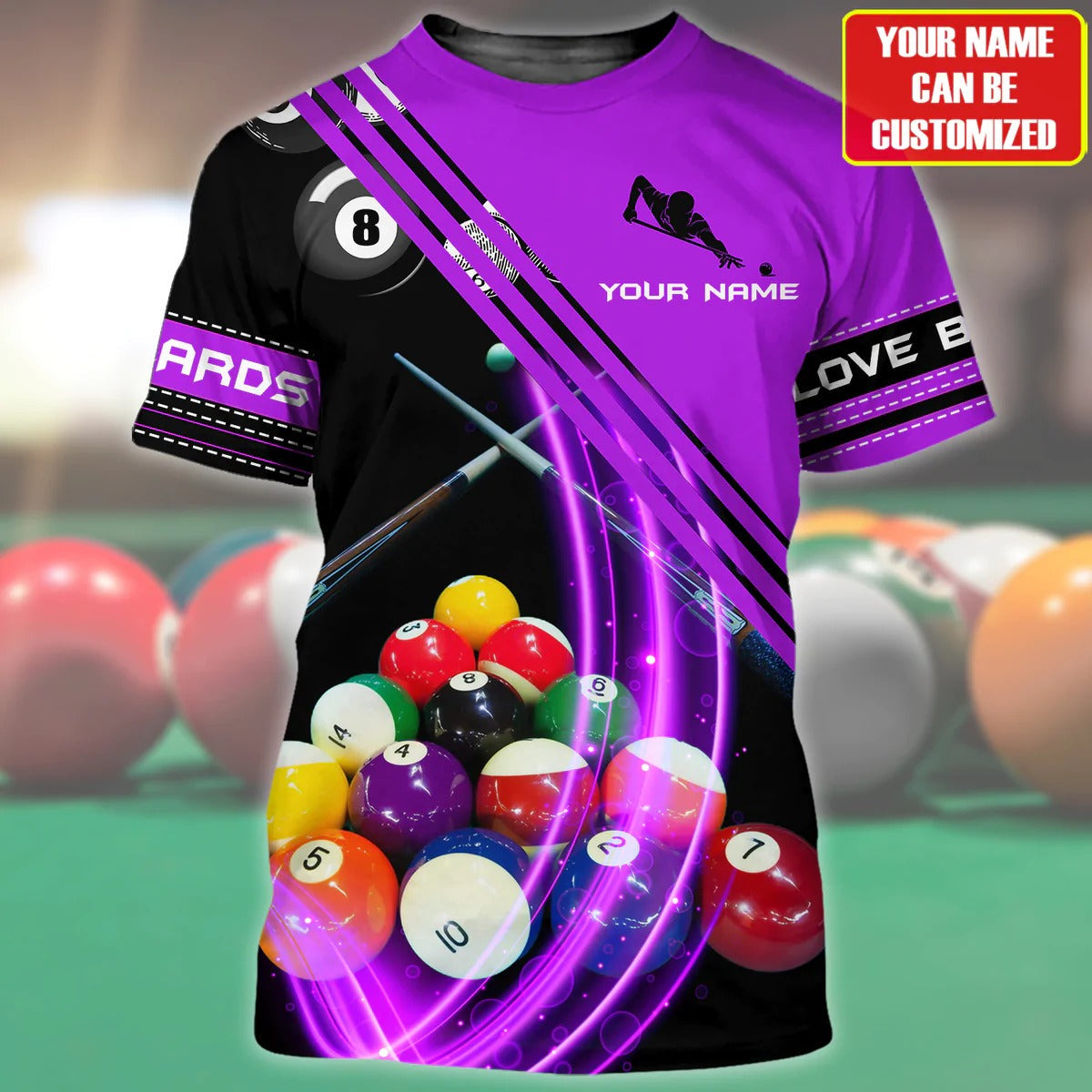 Personalized Billiard Shirt/ 3D All Over Printed Colorful Tshirt For Billiard Player/ Billiard Team Uniform