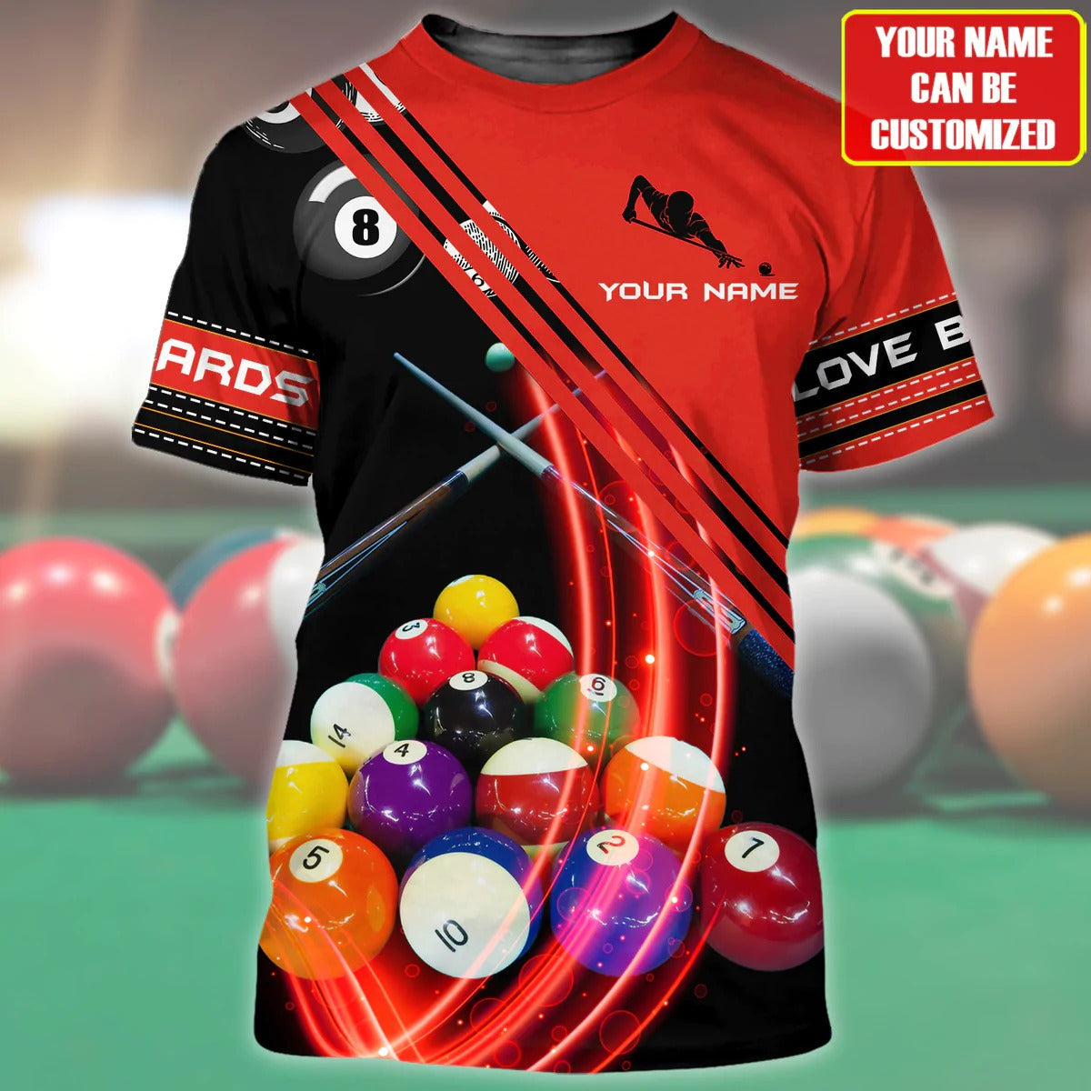 Custom 3D Red Billiard Shirt/ Colorful Billiard Tshirt Men Women/ Billiard Player Uniform/ Billiard Lover Gift