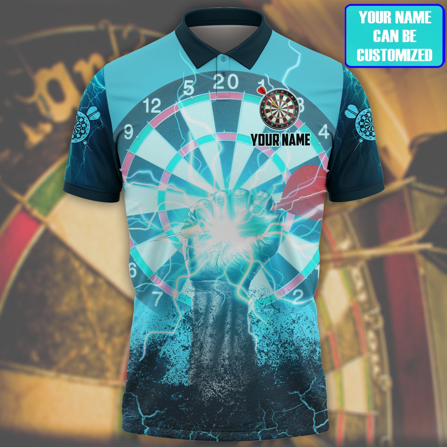 Personalized Name Dart Thunder Polo Shirt/ 3D All Over Print Dart Shirt/ Present To Dart Lover