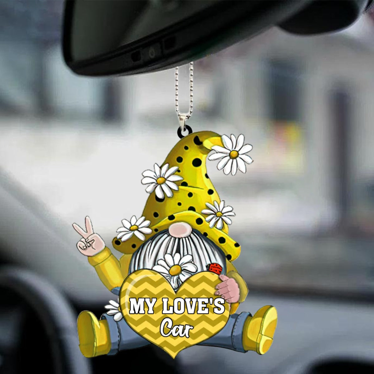 Personalized Shaped Car Acrylic Car Hanging Ornament Gnomes With Hearts Ornaments Interior Car
