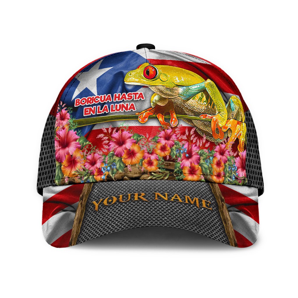 Custom Baseball Puerto Rico Cap Hat/ Boricua Hasta En La Luna Cap Hat/ Flower Puerto Rican Cap