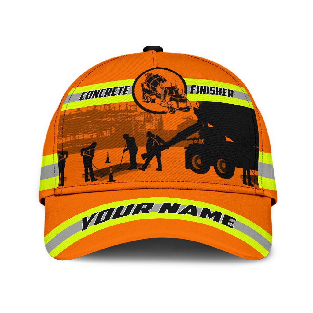 Customized With Name A Concrete Finisher Safety 3D Fuill Printed Classic Cap Hat/ Gift For Concreter Husband