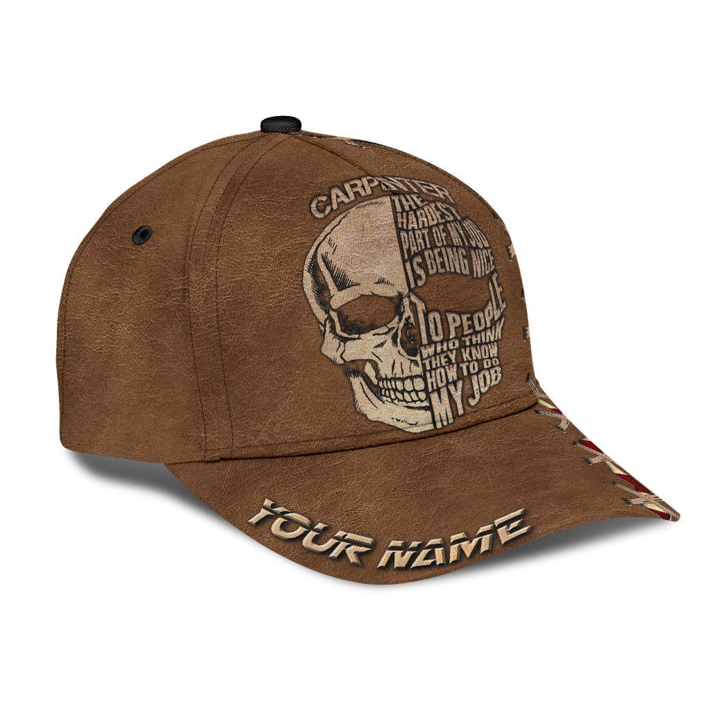Personalized Name Carpenter Classic Cap Skull Brown Pattern
