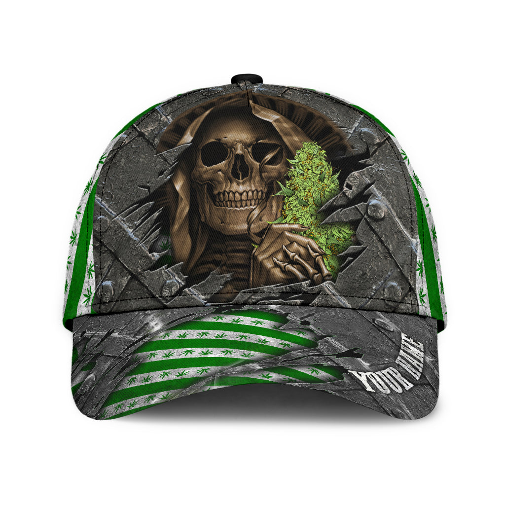 Custom Name Skull Weed Classic Cap/ Baseball Skull Cap Hat For Summer Travel