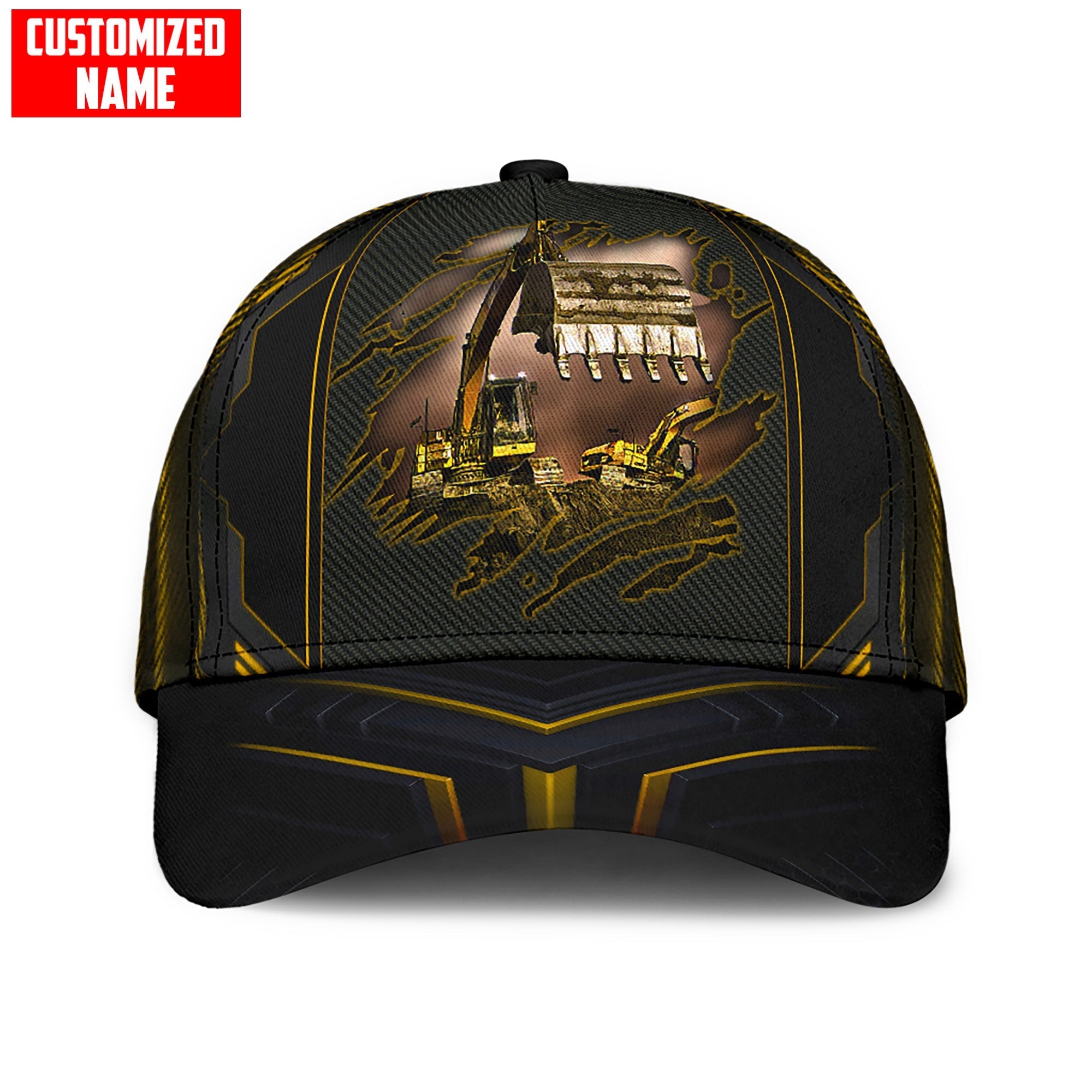 Personalized With Name Excavator 3D Full Printing Classic Cap Hat/ Excavator Baseball Cap Hat