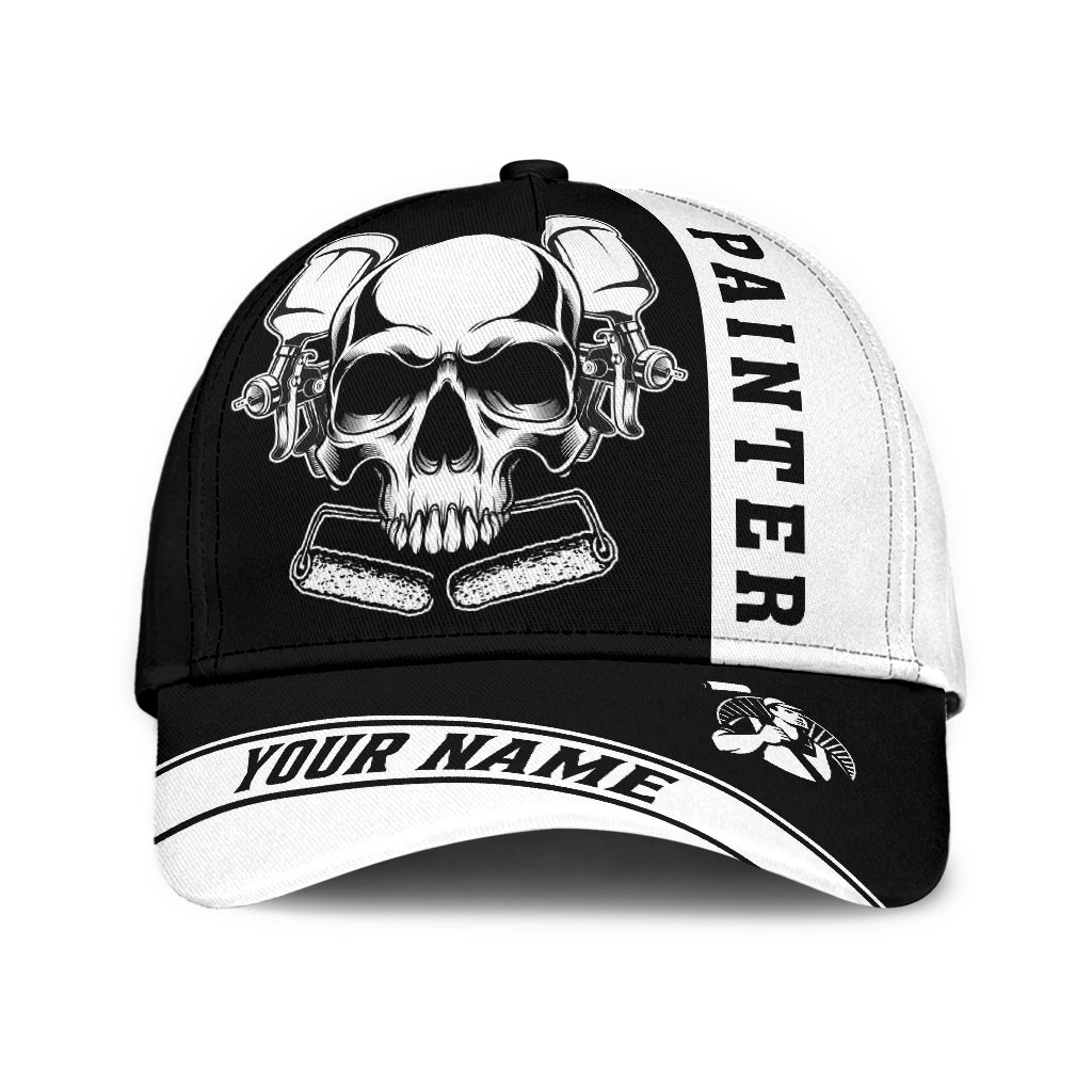 Custom Name Painter Classic Cap Black Skull/ Painter Skull Hat Men Women
