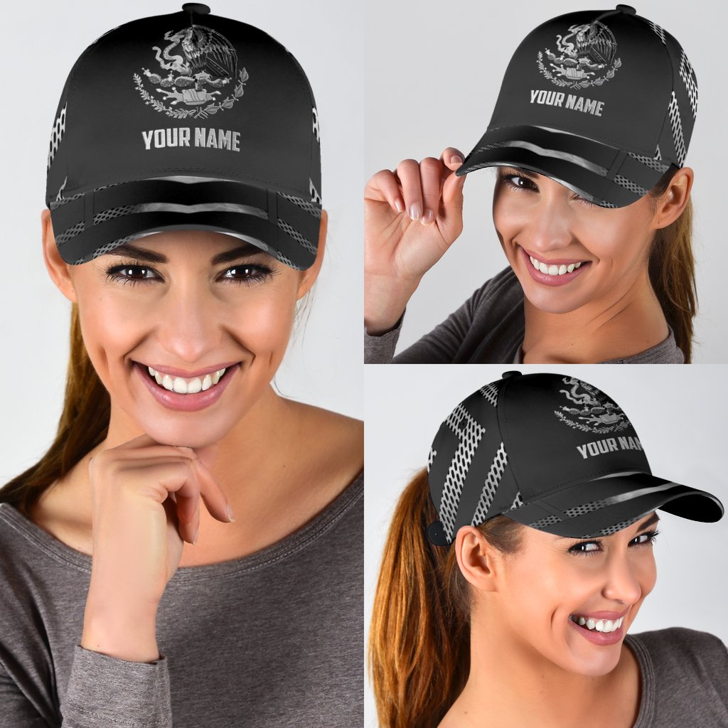 Custom Name Black Mexico Classic Cap Hat/ Unisex Black Mexican Hat Cap