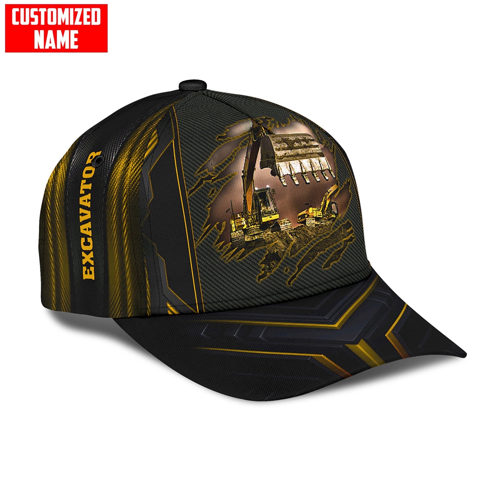 Personalized With Name Excavator 3D Full Printing Classic Cap Hat/ Excavator Baseball Cap Hat