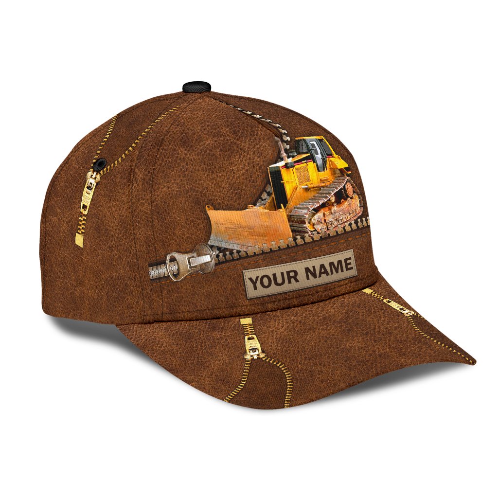 Custom With Name Classic Cap Hat For Bulldozer/ Heavy Equipment 3D Cap Hat For Men/ Bulldozer Cap Hat