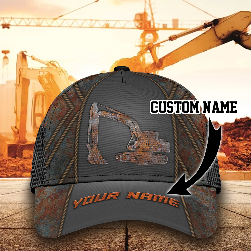 Personalized Excavator Heavy Equipment Cap/ Baseball 3D All Over Printed Excavator Hat Cap