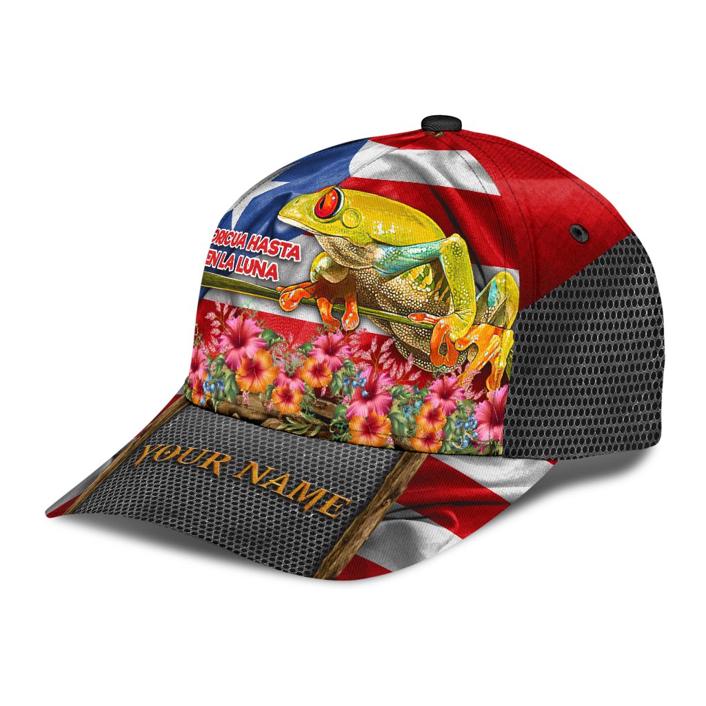 Custom Baseball Puerto Rico Cap Hat/ Boricua Hasta En La Luna Cap Hat/ Flower Puerto Rican Cap