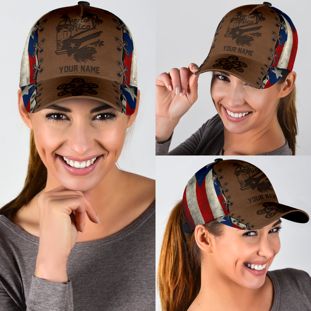 Customize Coquilla Nut Symbols Puerto Rico Classic Cap Hat/ Puerto Rican Hat/ Puerto Rico Baseball Cap